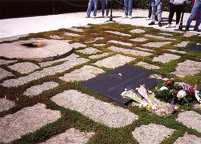 eternal flame and grave marker of JFK, spring 1993