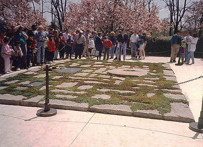 visitors at gravesite of JFK, spring 1993