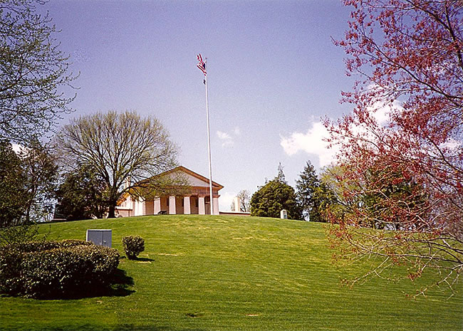 looking up toward Arlington House in the National Cemetery, spring 1993