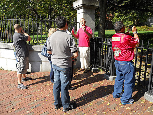 JFK tourgroup outside the Massachusetts State House