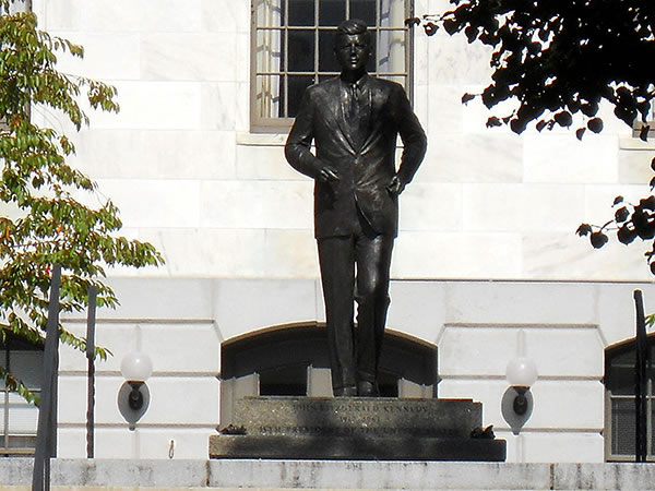 JFK statue outside the Massachusetts State House