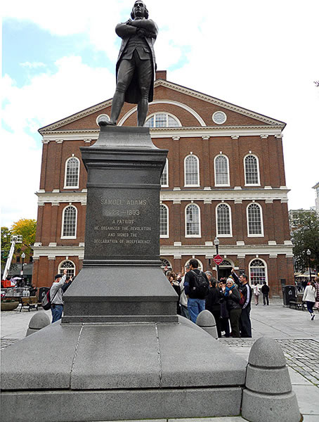 statue of Samuel Adams in front of Faneuil Hall