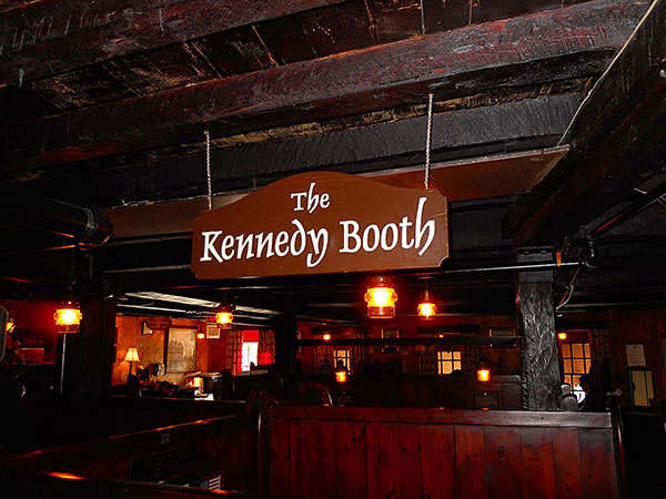 sign for the Kennedy Booth at Boston's Union Oyster House