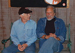 Jorma Kaukonen chatting with Gerry Mantel about Michigan's Upper Peninsula, August 23, 2008 at Fur Peace Ranch