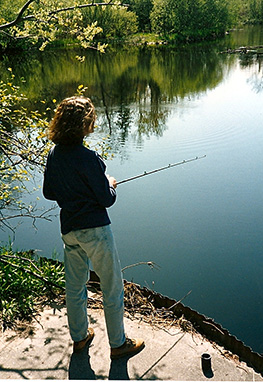 serene lakeside fishing